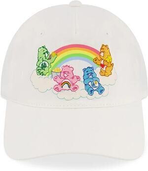 Care Bears Hat Baseball Cap Adjustable Hook Loop Embroidered Rainbow White OS